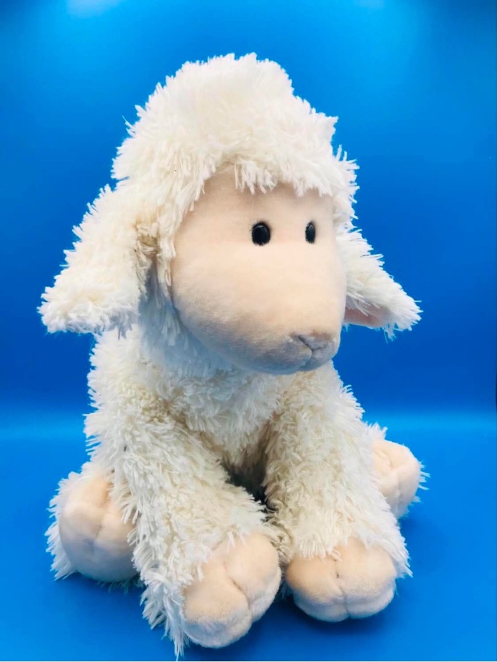 Large Russ Berrie Baasley the Lamb Plush - Shaggy Cream Sheep -